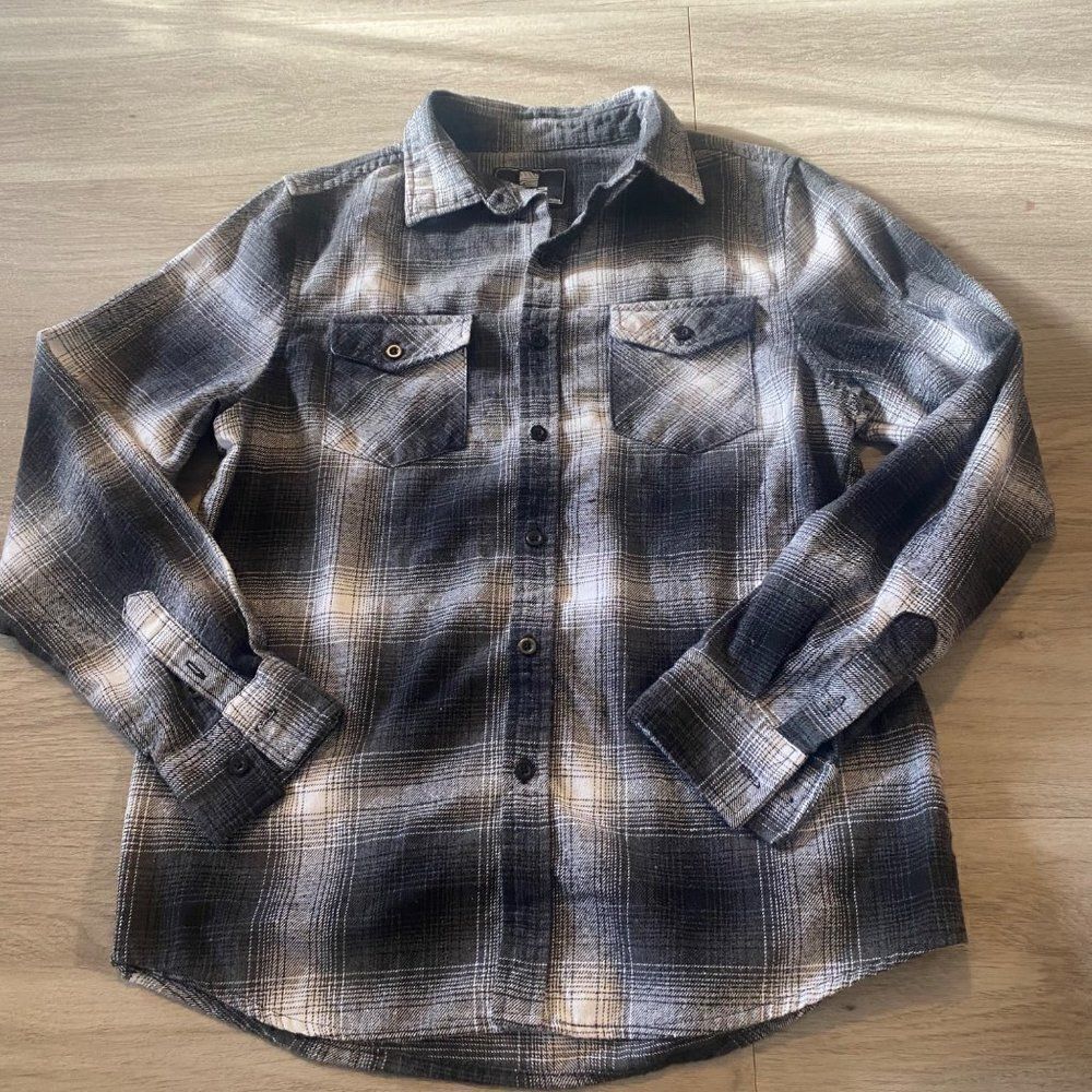 ELXR men's button down black/white/grey 100% cotton button down long sleeve sz M